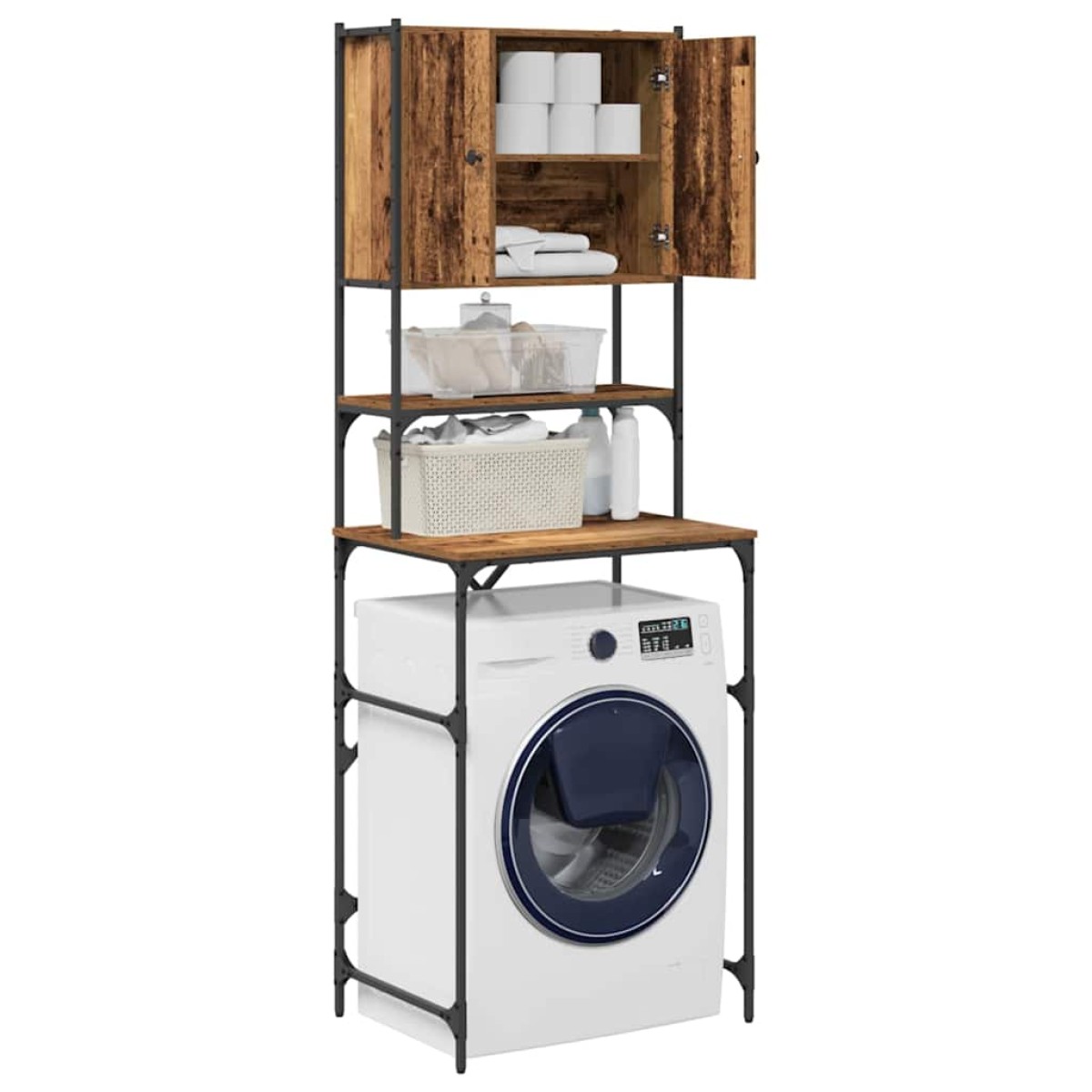 vidaXL Ντουλάπα Πλυντηρίου Παλιό ξύλο 68 x 48,5 x 194 εκ