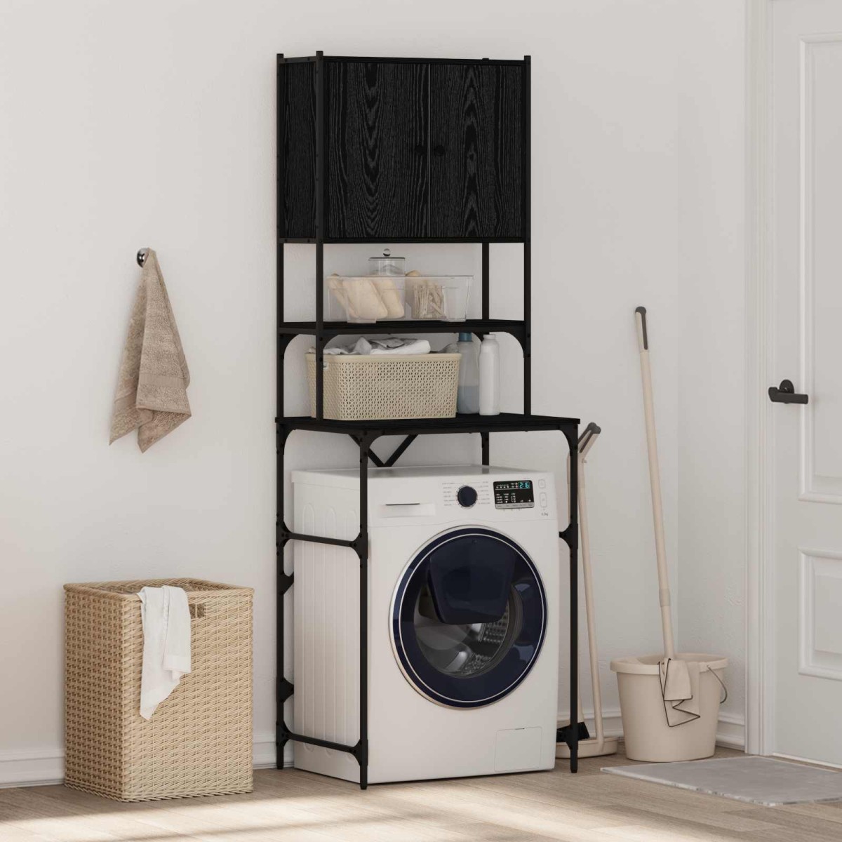 vidaXL Ντουλάπα Πλυντηρίου Μαύρο 0ak 68 x 48,5 x 194 εκ