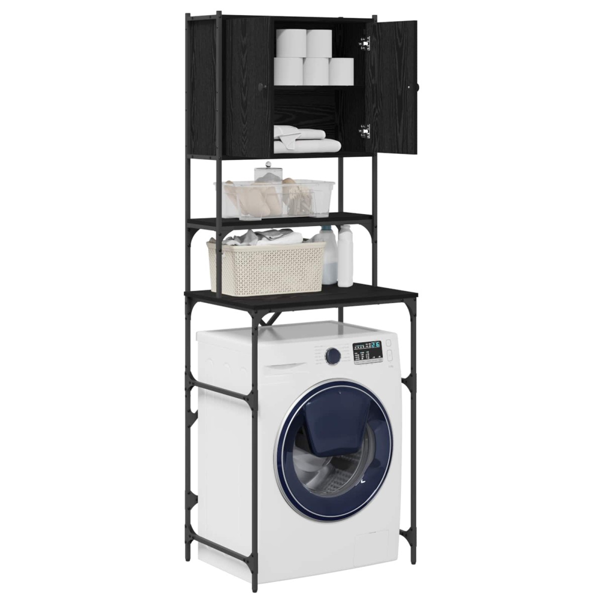 vidaXL Ντουλάπα Πλυντηρίου Μαύρο 0ak 68 x 48,5 x 194 εκ