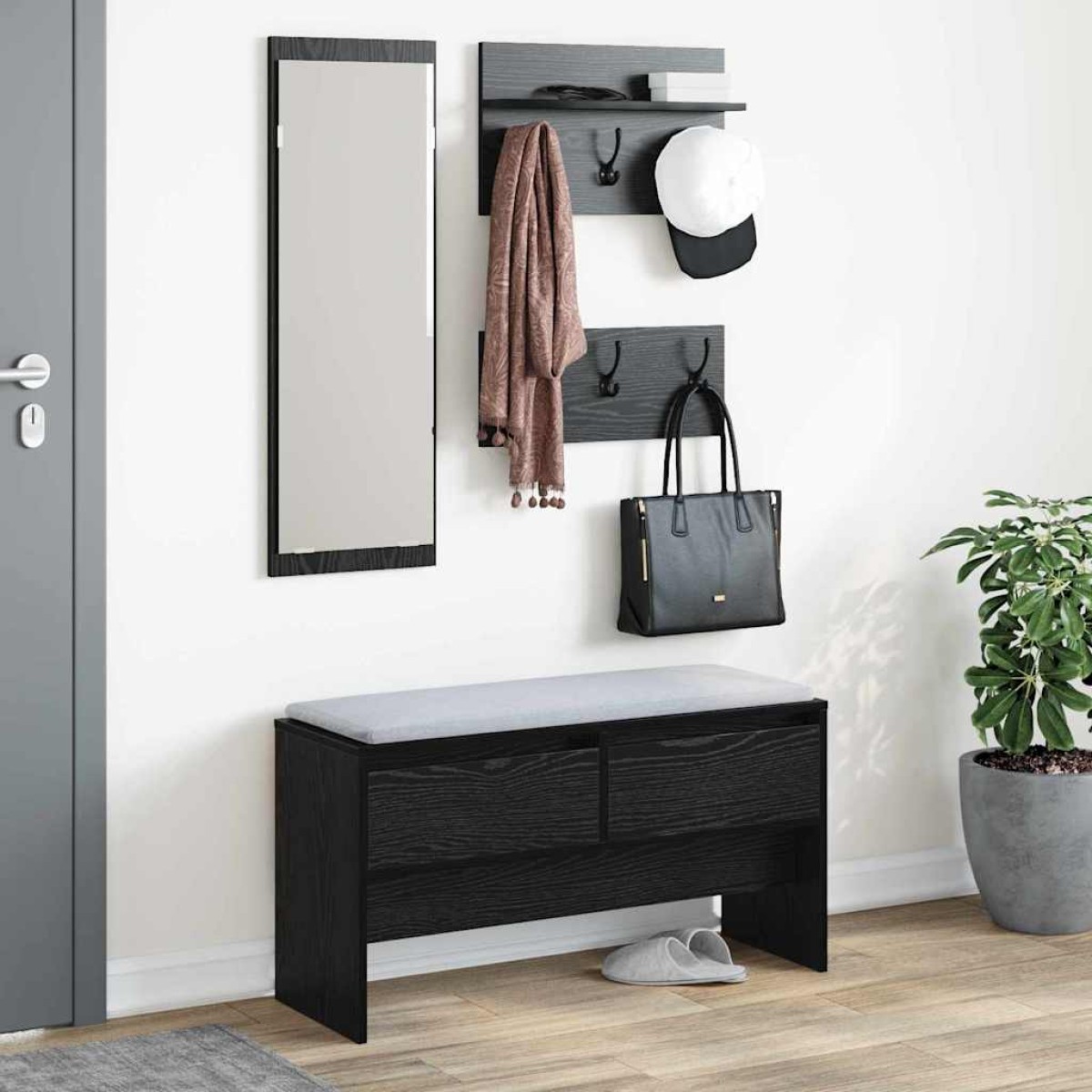 vidaXL Σετ επίπλων χωλ 4 τμχ. Μαύρη Οξυά 90 x 31 x 46,5 εκ