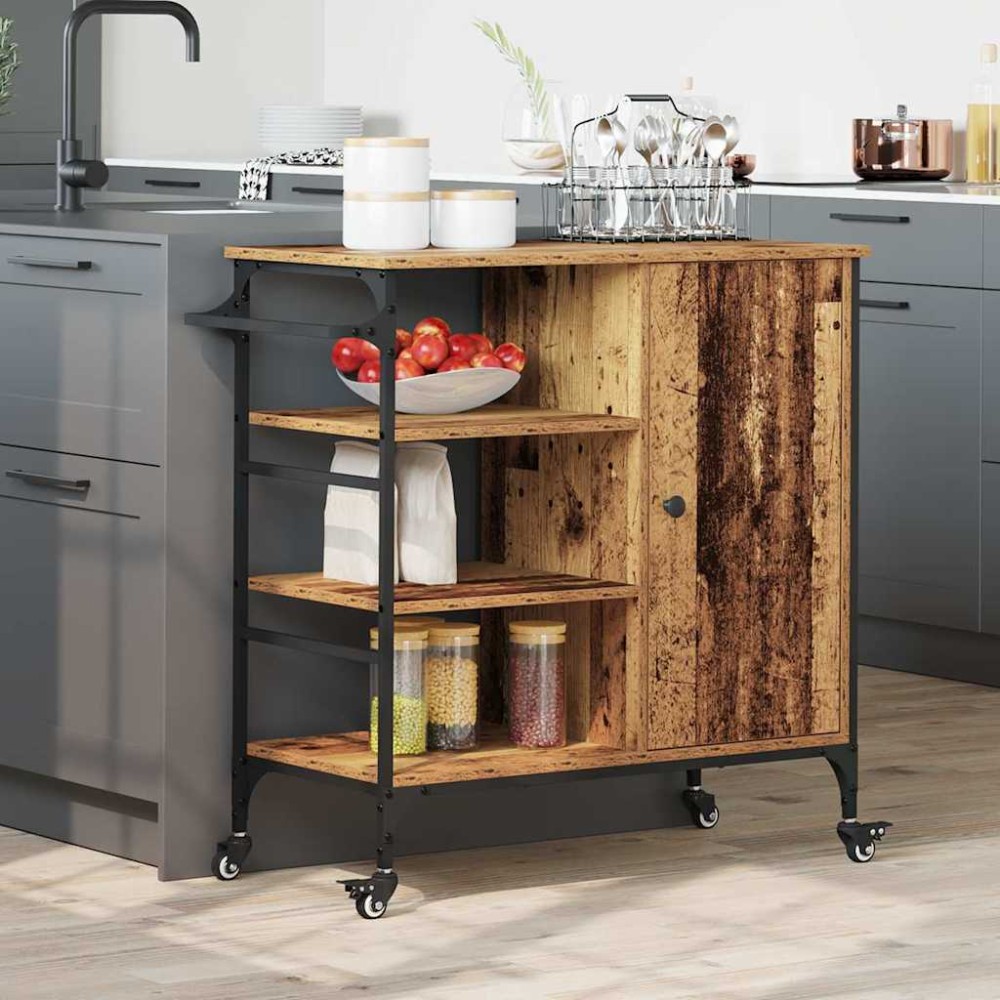 vidaXL Καρότσι Κουζίνας Παλιό ξύλο 87.5 x 39 x 84.5 εκ