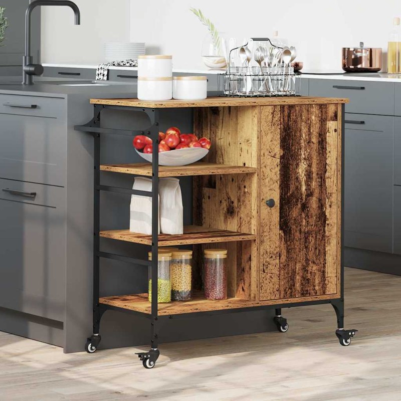vidaXL Καρότσι Κουζίνας Παλιό ξύλο 87.5 x 39 x 84.5 εκ