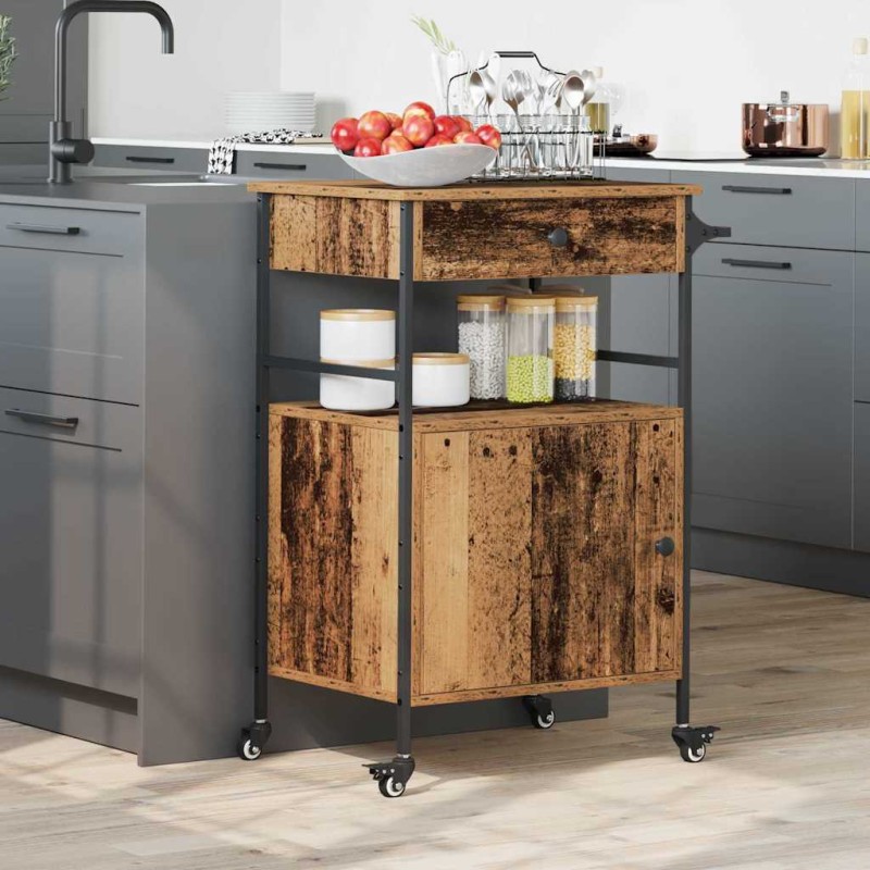 vidaXL Καρότσι Κουζίνας Παλιό ξύλο 56 x 43 x 89,5 εκ