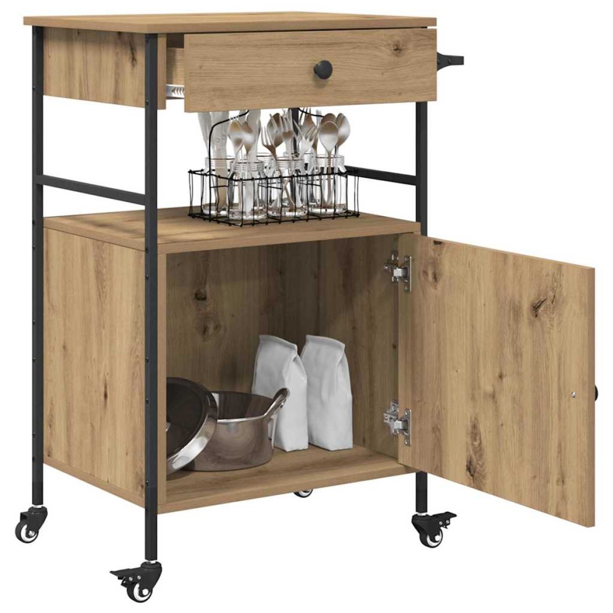 vidaXL Καρότσι Κουζίνας Artisan Oak 56 x 43 x 89,5 εκ