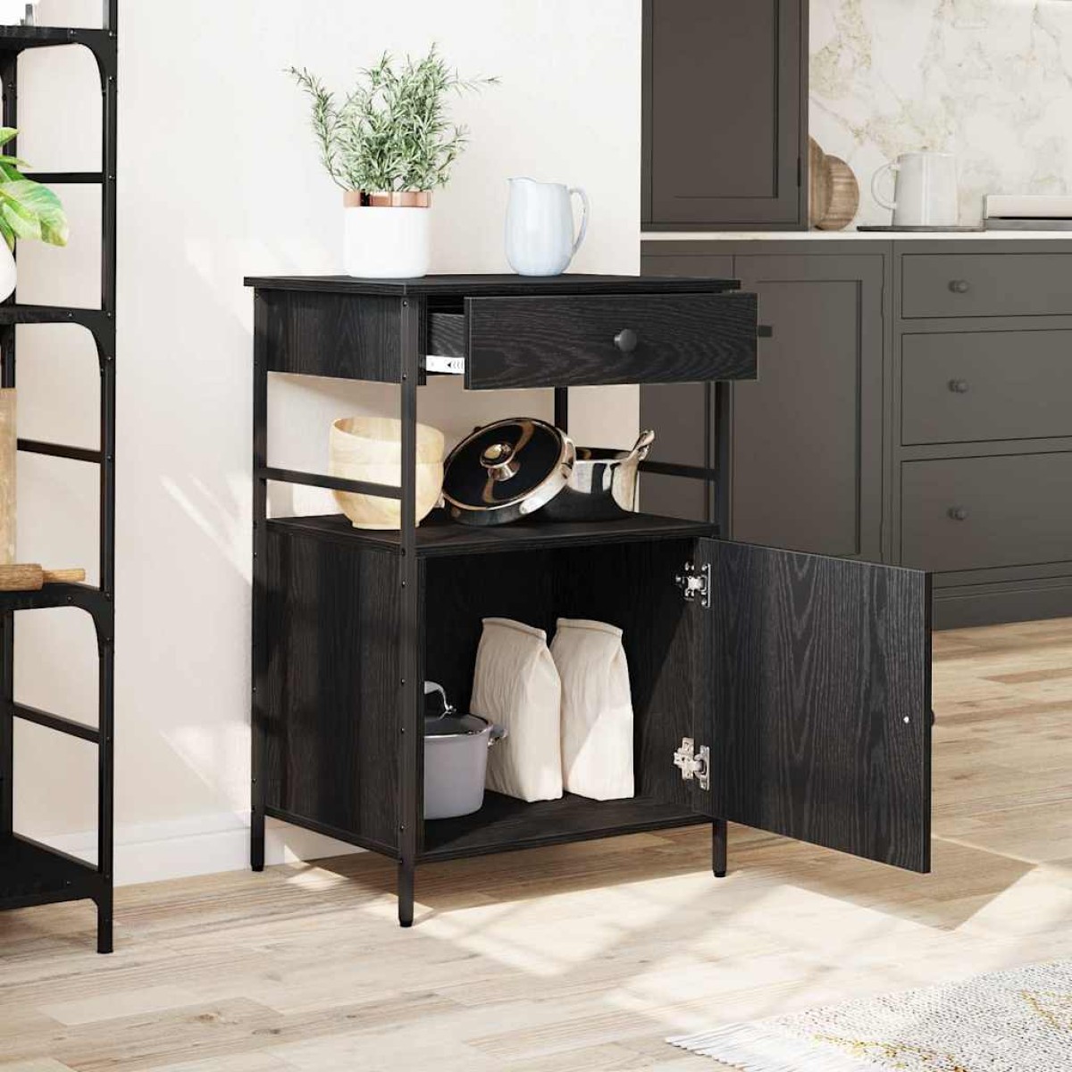 vidaXL Καρότσι Κουζίνας Μαύρη Οξυά 56 x 43 x 89,5 εκ