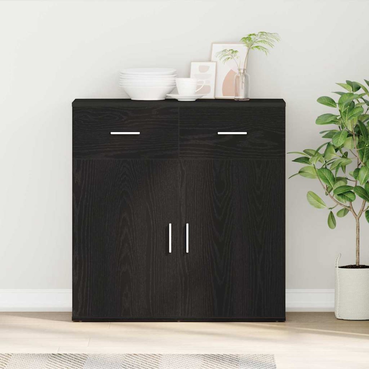 vidaXL Πλαϊνό γραφείο Μαύρη Οξυά 78 x 38 x 80 εκ Επεξεργασμένο Ξύλο