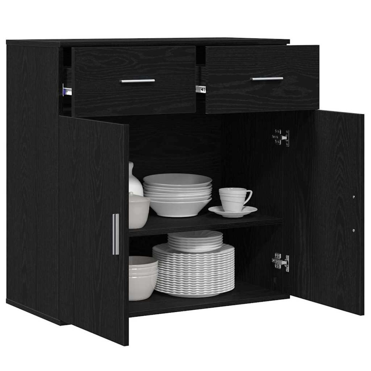 vidaXL Πλαϊνό γραφείο Μαύρη Οξυά 78 x 38 x 80 εκ Επεξεργασμένο Ξύλο