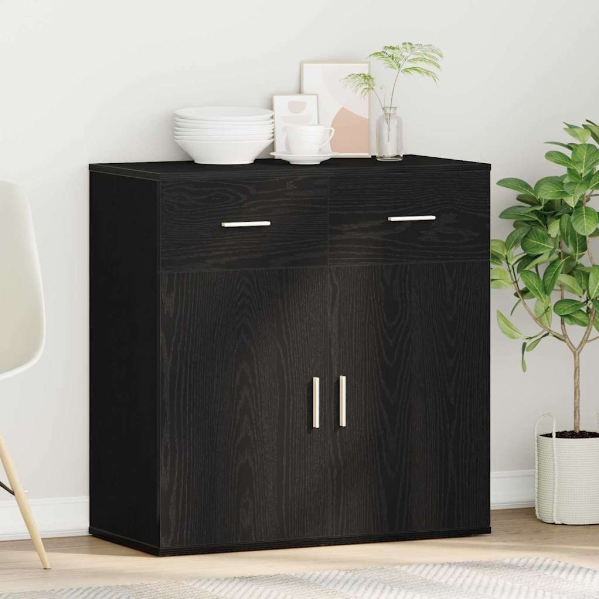 vidaXL Πλαϊνό γραφείο Μαύρη Οξυά 78 x 38 x 80 εκ Επεξεργασμένο Ξύλο