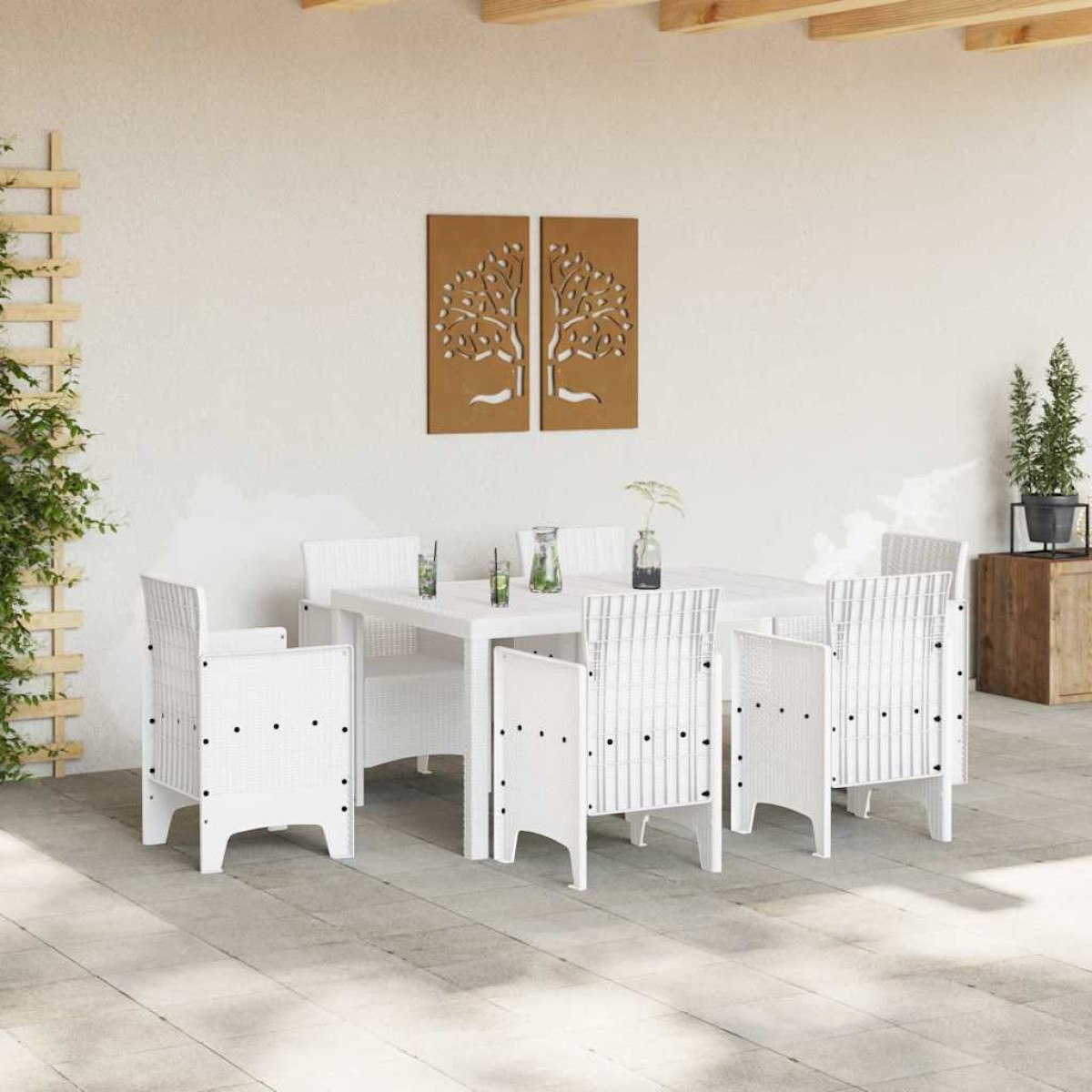vidaXL Τραπέζι Κήπου Λευκό 150 x 100 x 73 εκ. συνθετικό ρατάν
