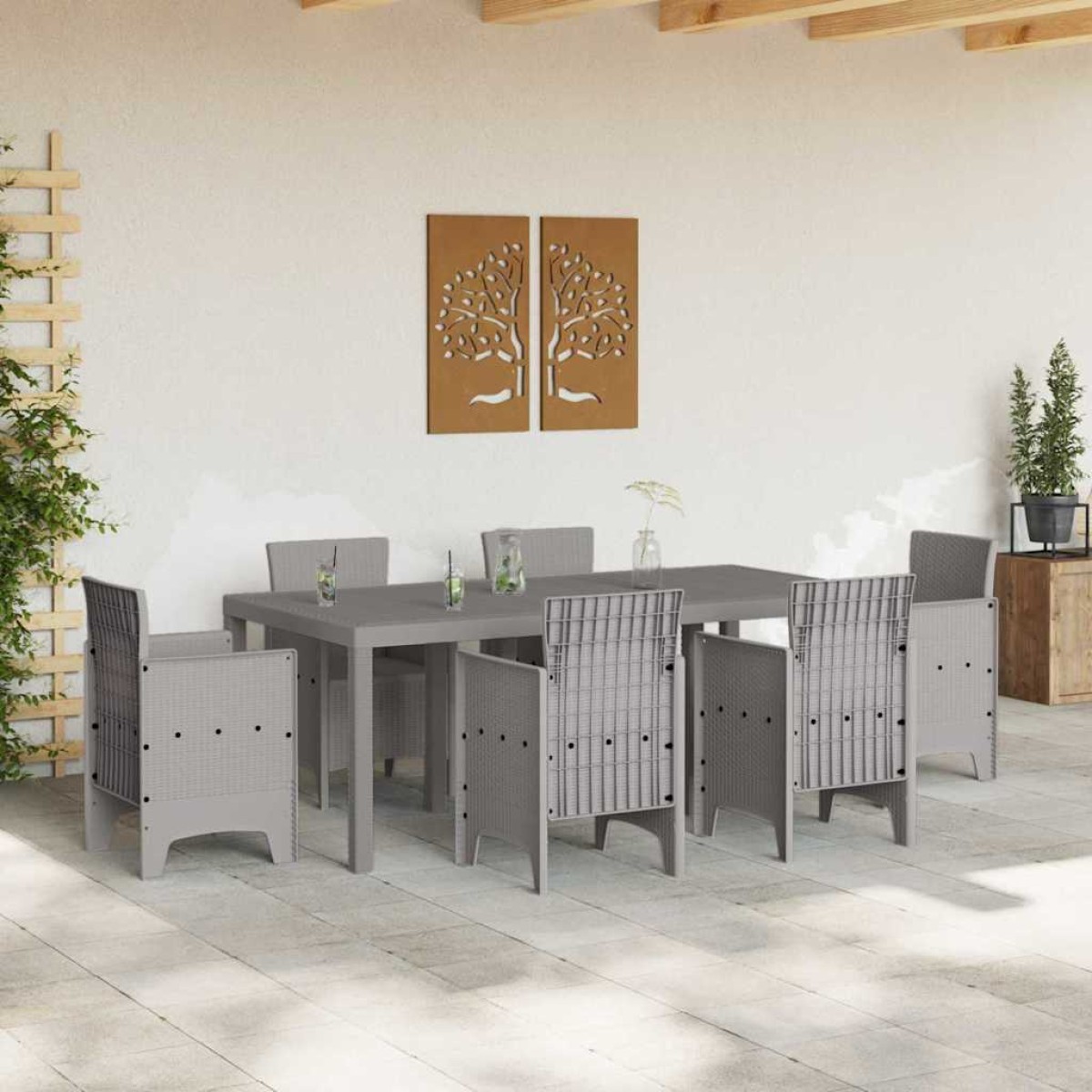 vidaXL Τραπέζι Κήπου Ανοιχτό γκρι 200 x 100 x 73 εκ. συνθετικό ρατάν
