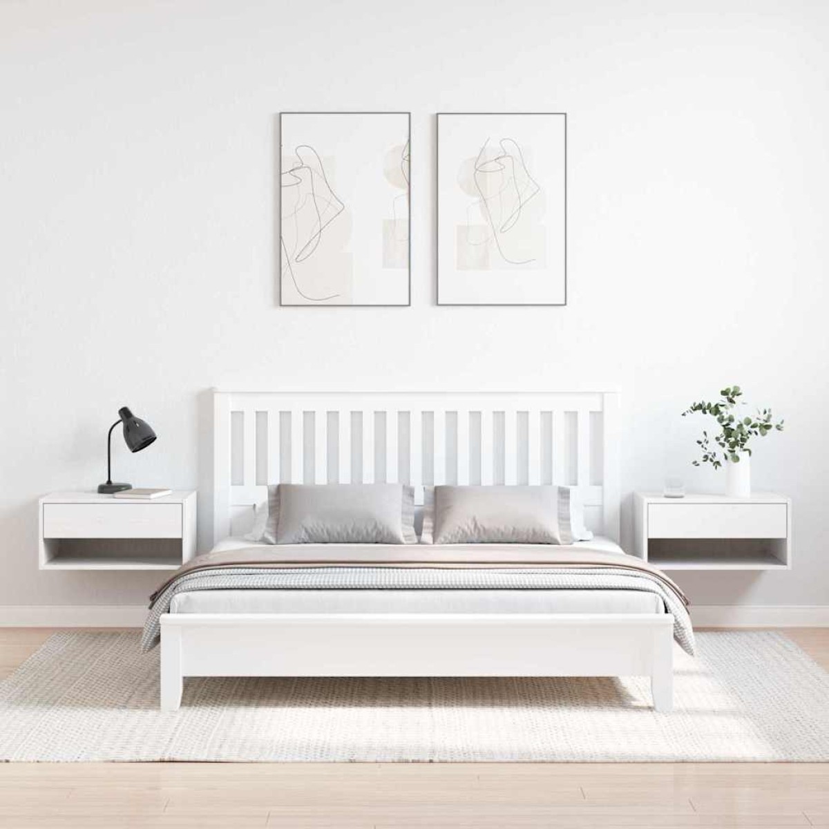 vidaXL Κομοδίνο 2 τμχ. Λευκό 50 x 32,5 x 24 εκ Μασίφ ξύλο πεύκου