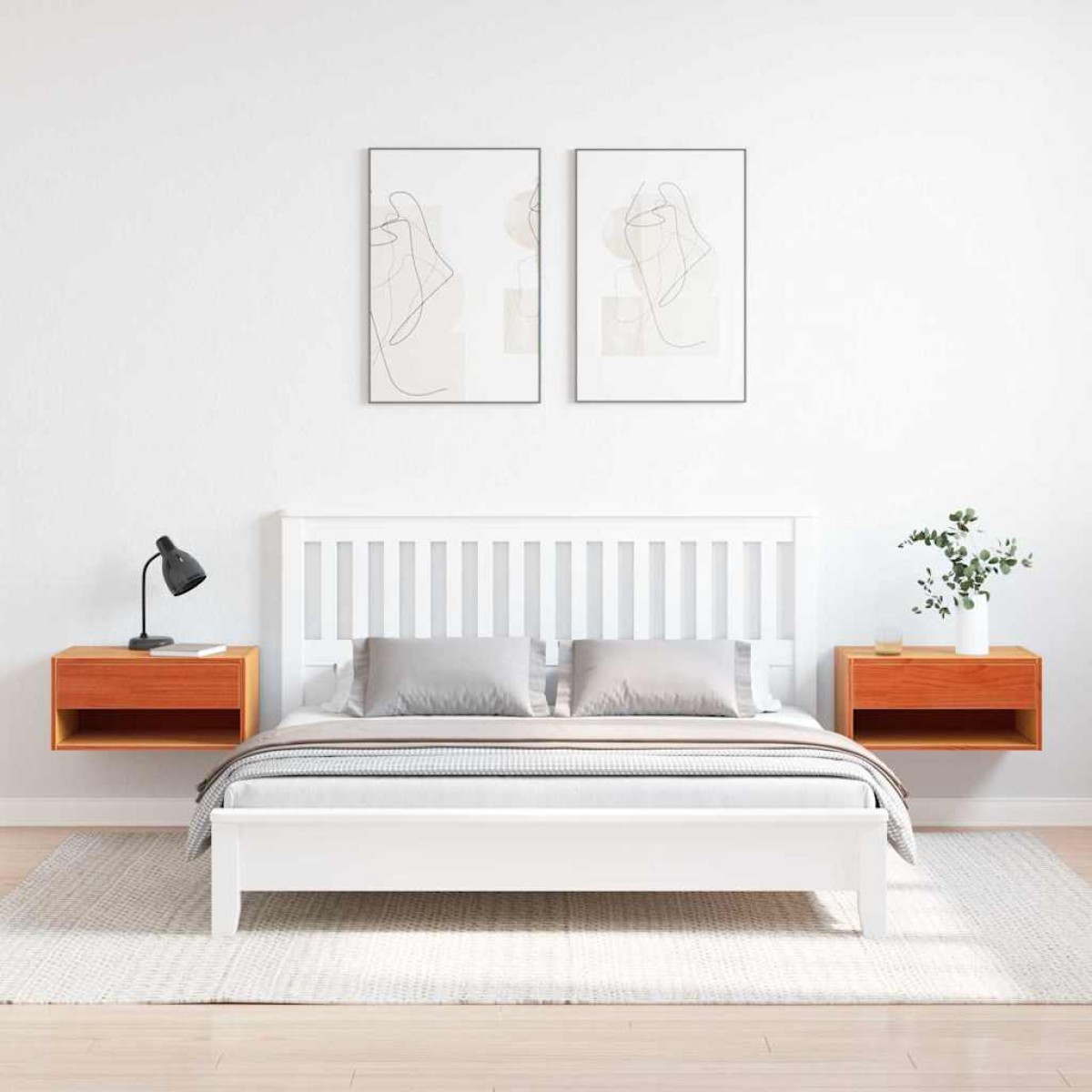 vidaXL Κομοδίνο 2 τμχ. Κερωτό καφέ 50 x 32,5 x 24 εκ Μασίφ ξύλο πεύκου