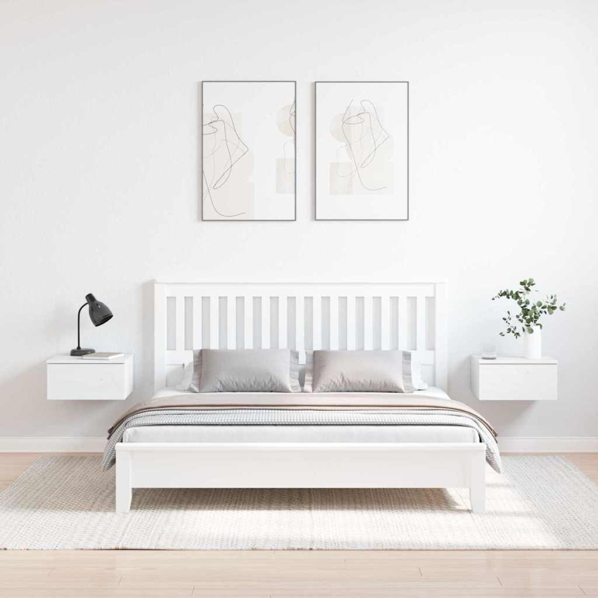 vidaXL Κομοδίνο 2 τμχ. Λευκό 37 x 35 x 18,5 εκ Μασίφ ξύλο πεύκου