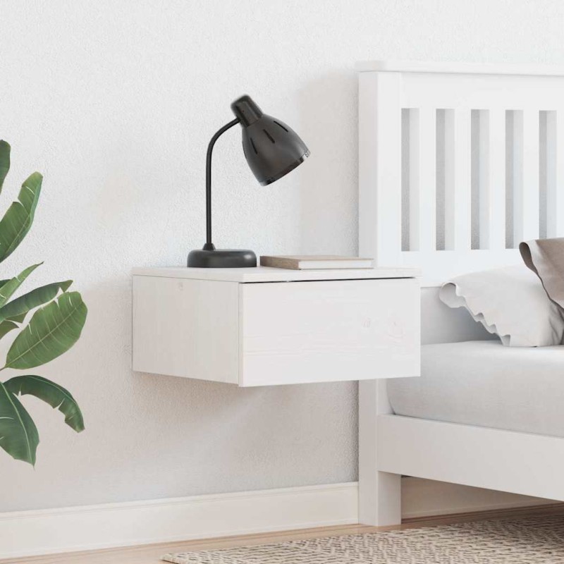 vidaXL Κομοδίνο 2 τμχ. Λευκό 37 x 35 x 18,5 εκ Μασίφ ξύλο πεύκου