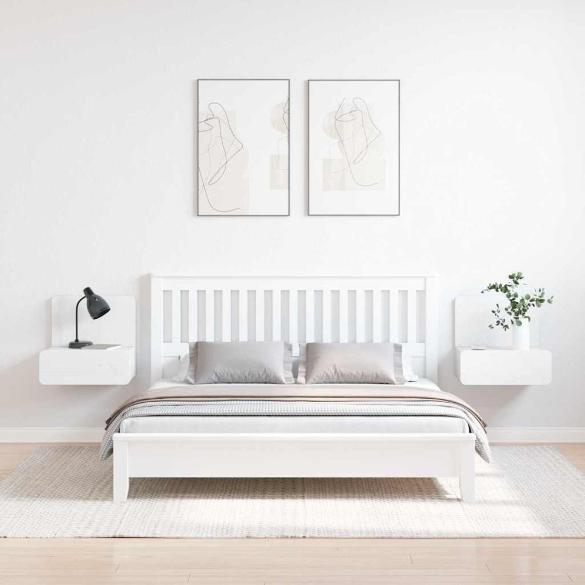 vidaXL Κομοδίνο 2 τμχ. Λευκό 44 x 32,5 x 40 εκ. Μασίφ ξύλο πεύκου