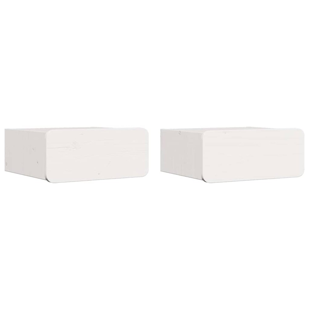 vidaXL Κομοδίνο 2 τμχ. Λευκό 39 x 34 x 16,5 εκ. Μασίφ ξύλο πεύκου