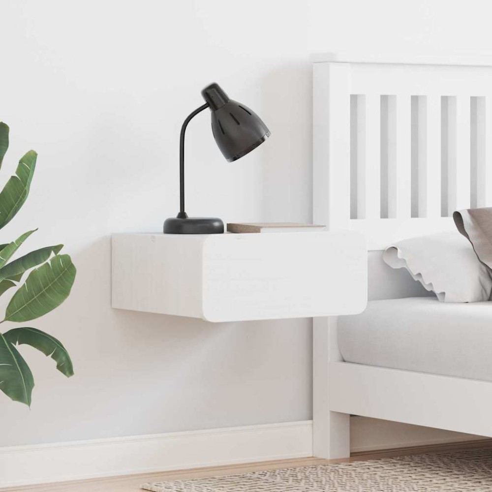 vidaXL Κομοδίνο 2 τμχ. Λευκό 39 x 34 x 16,5 εκ. Μασίφ ξύλο πεύκου