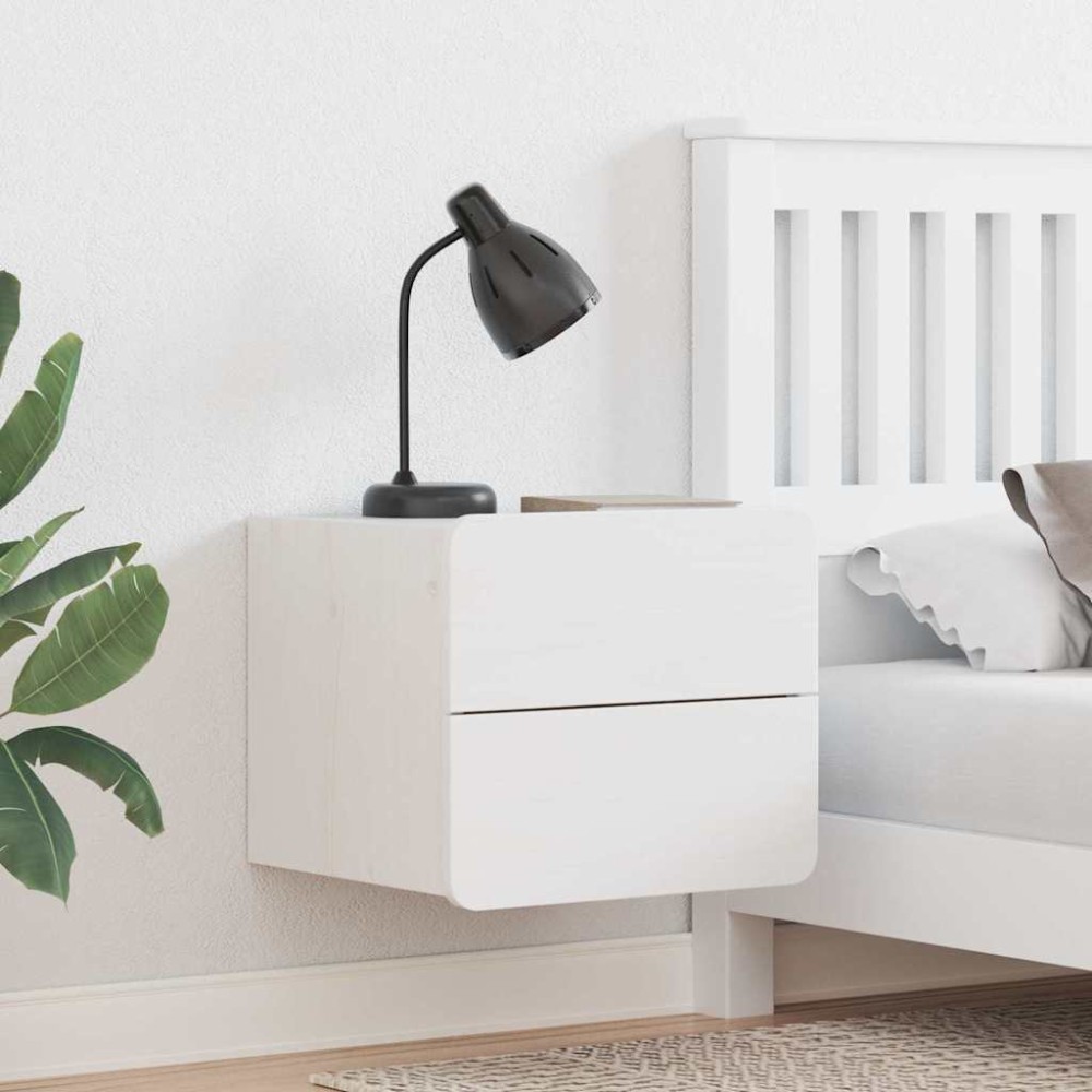vidaXL Κομοδίνο 2 τμχ. Λευκό 39 x 34 x 33 εκ. Μασίφ ξύλο πεύκου
