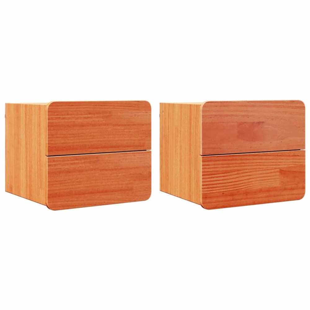 vidaXL Κομοδίνο 2 τμχ. Καφέ 39 x 34 x 33 εκ. Μασίφ ξύλο πεύκου