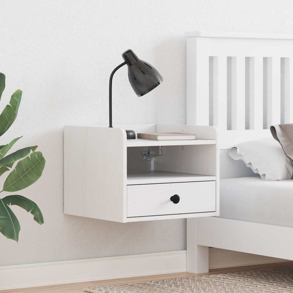 vidaXL Κομοδίνο 2 τμχ. Λευκό 38 x 36 x 29,5 εκ Μασίφ ξύλο πεύκου
