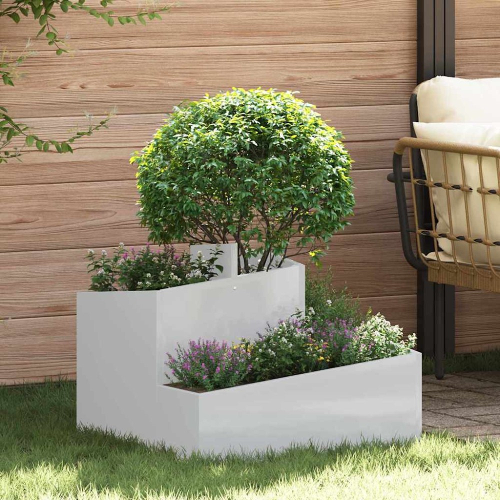 vidaXL Γλάστρα Κήπου Ασημί 60 x 60 x 50 εκ Επικαλυμμένος Χάλυβας