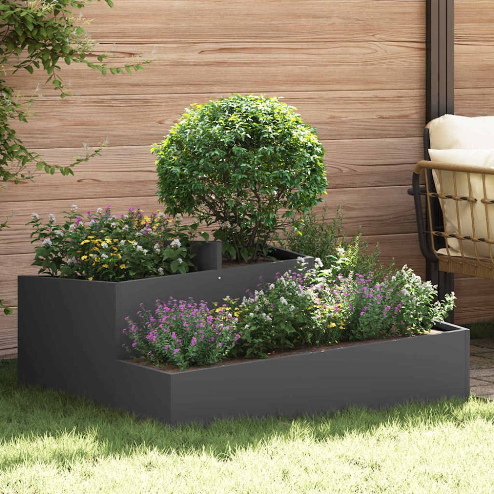 vidaXL Γλάστρα Κήπου Μαύρο 100 x 100 x 50 cm Ψυχρής έλασης χάλυβας