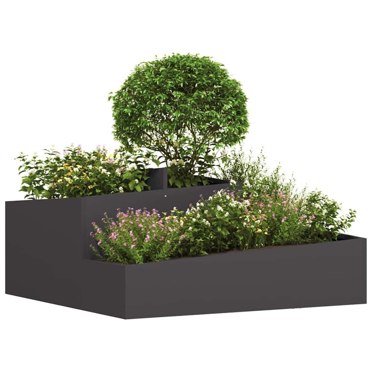 vidaXL Γλάστρα Κήπου Μαύρο 100 x 100 x 50 cm Ψυχρής έλασης χάλυβας