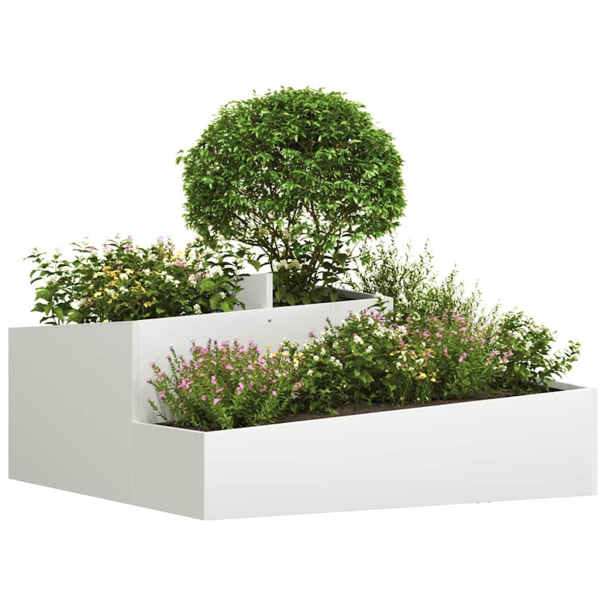vidaXL Γλάστρα Κήπου Λευκό 100 x 100 x 50 cm Ψυχρής έλασης χάλυβας