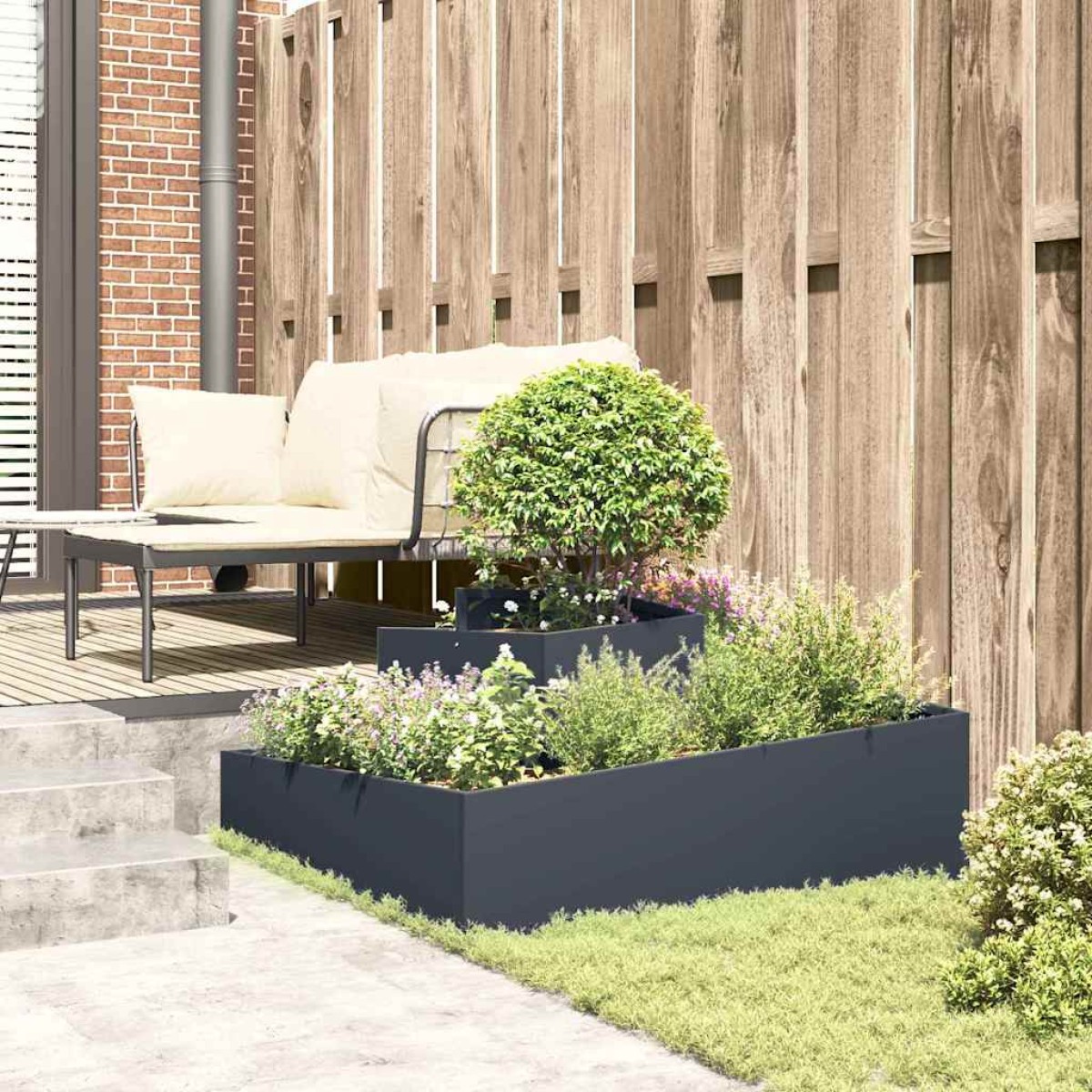 vidaXL Γλάστρα Κήπου Ανθρακί 100 x 100 x 50 cm Ψυχρής έλασης χάλυβας