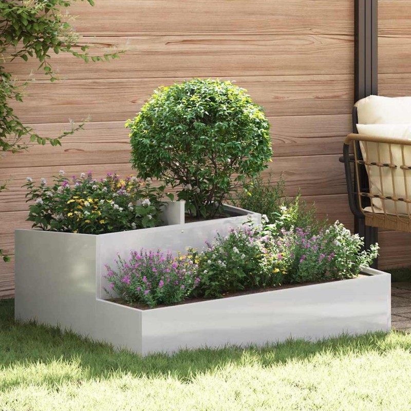 vidaXL Γλάστρα Κήπου Ασημί 100 x 100 x 50 cm Ανοξείδωτο ατσάλι