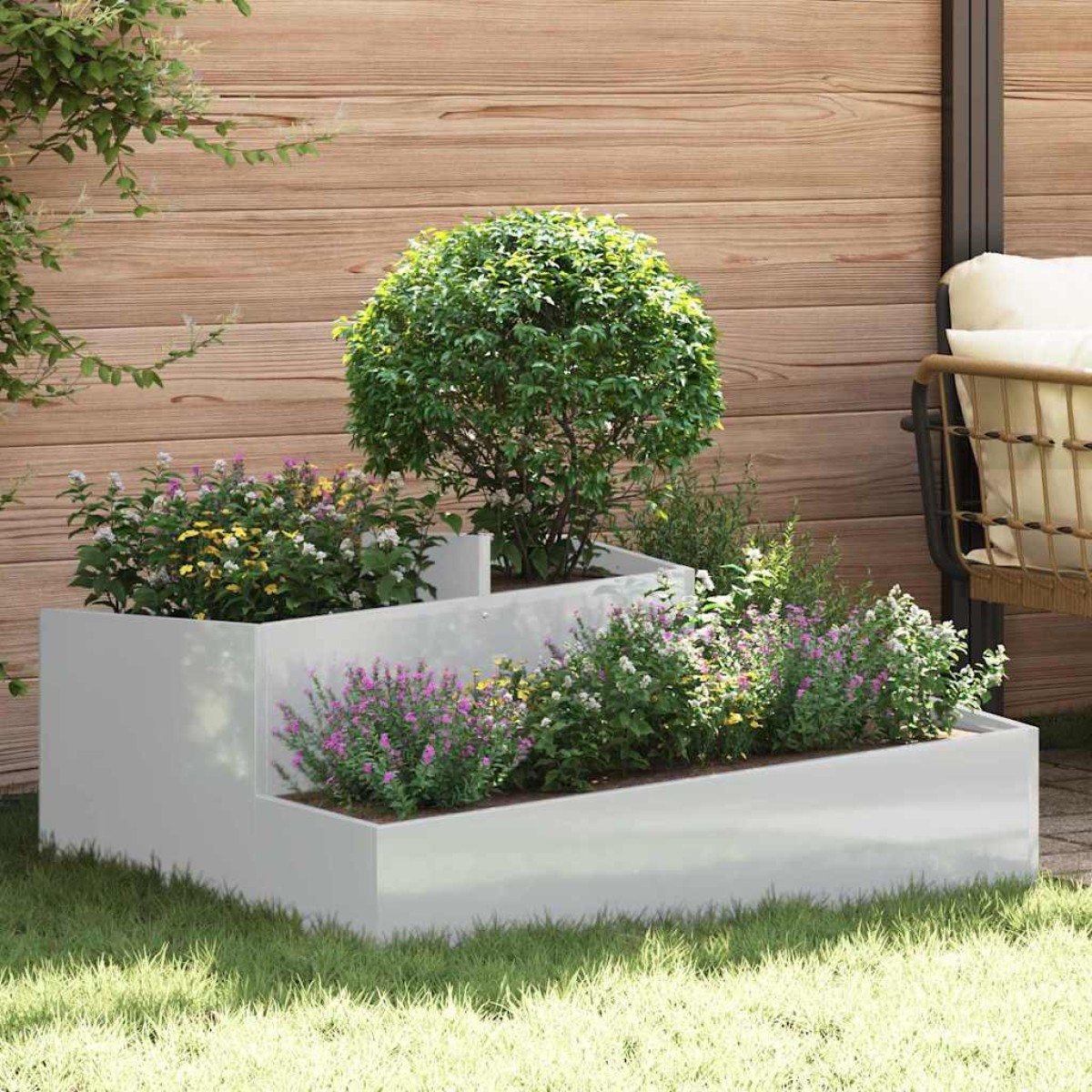 vidaXL Γλάστρα Κήπου Ασημί 100 x 100 x 50 cm Επικαλυμμένος Χάλυβας