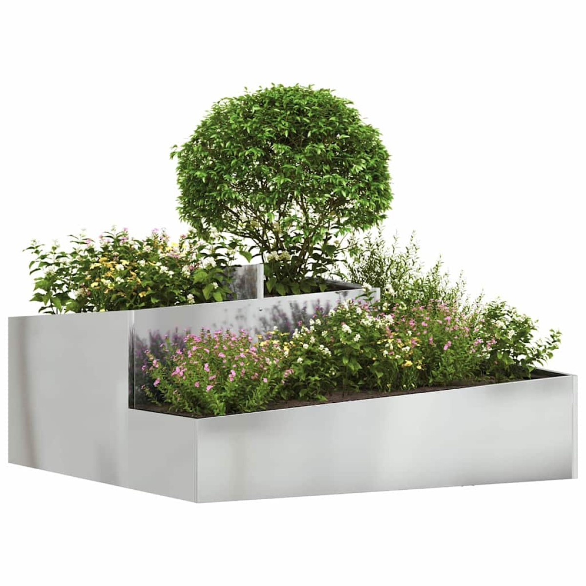 vidaXL Γλάστρα Κήπου Ασημί 100 x 100 x 50 cm Επικαλυμμένος Χάλυβας