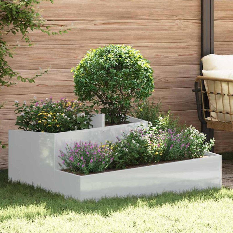 vidaXL Γλάστρα Κήπου Ασημί 100 x 100 x 50 cm Επικαλυμμένος Χάλυβας