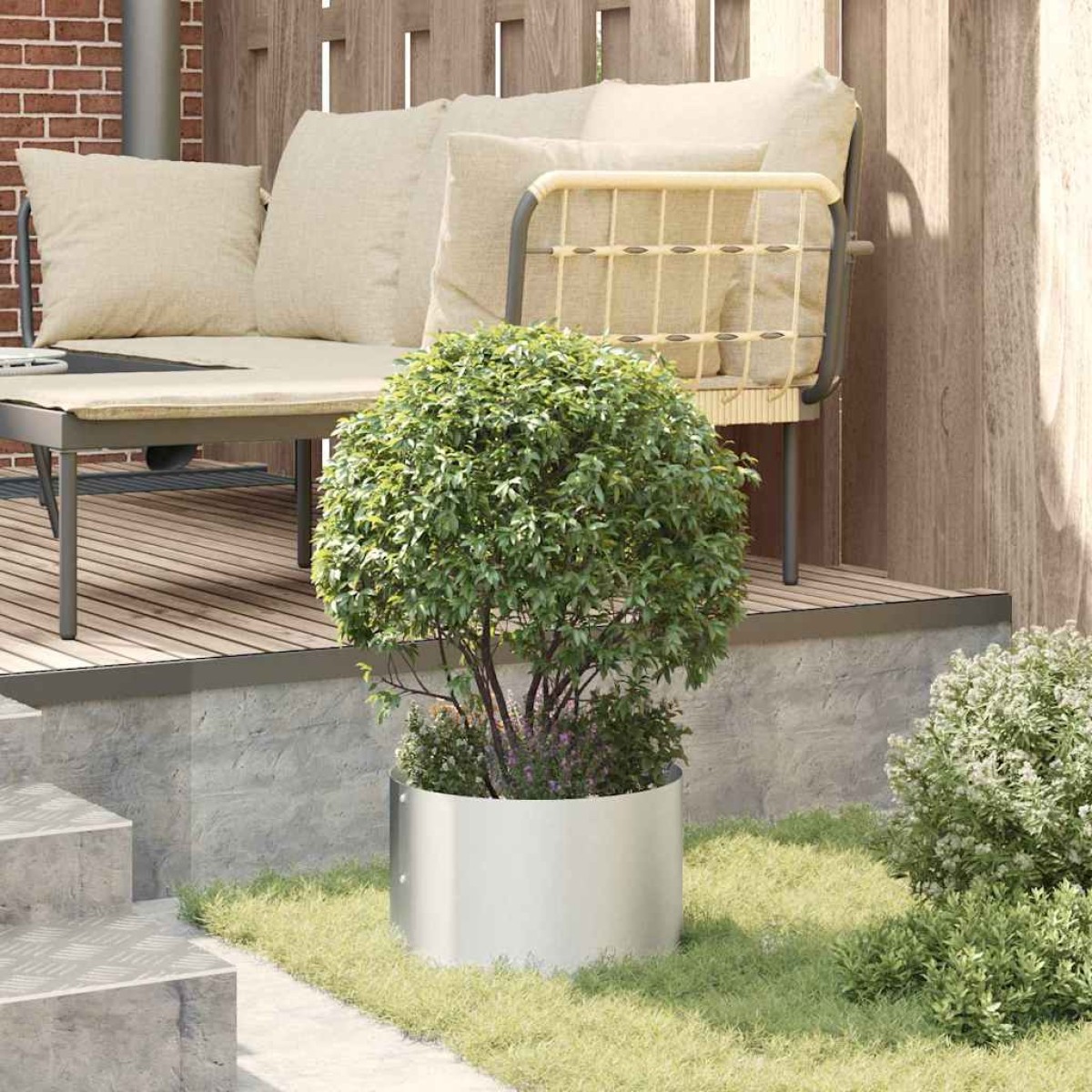 vidaXL Δακτύλιος γλάστρας Ασημί 30 x 30 x 20 cm Επικαλυμμένος Χάλυβας