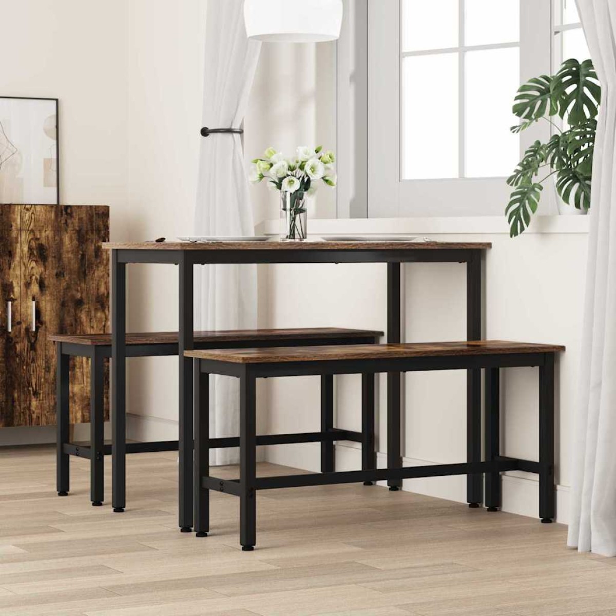 vidaXL Καθιστικό Σαλονιού Καπνιστό Δρύς 100 x 32,5 x 48,5 εκ.