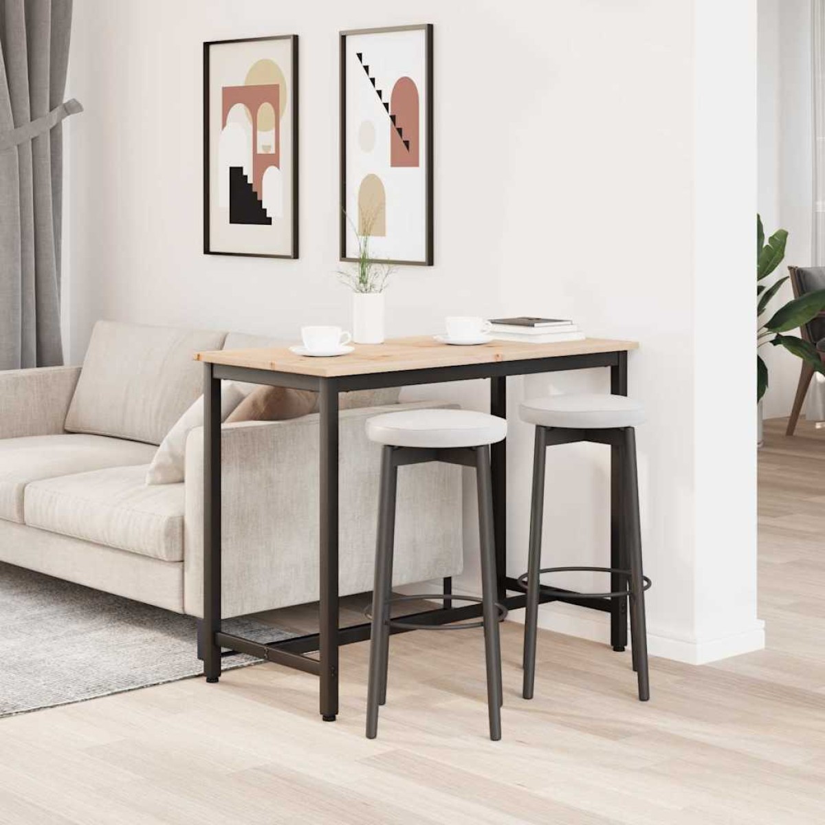 vidaXL τραπέζι Φυσικό 100 x 50 x 77 εκ Μηχανισμένο ξύλο και ατσάλι