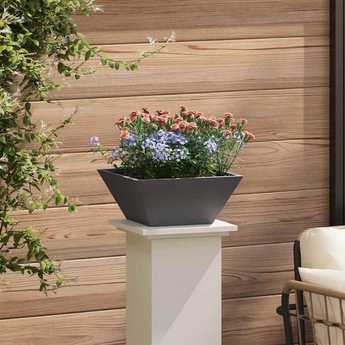 vidaXL Γλάστρα Κήπου Μαύρο 35 x 35 x 15 εκ. Ψυχρής έλασης χάλυβας