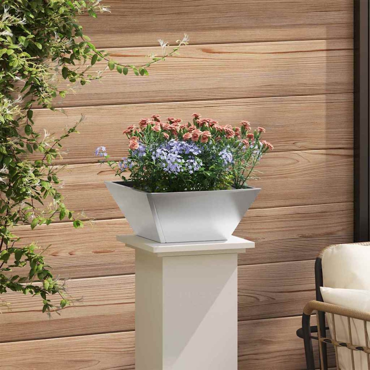 vidaXL Γλάστρα Κήπου 5 τμχ. Ασημί 35 x 35 x 15 εκ. Ανοξείδωτο ατσάλι