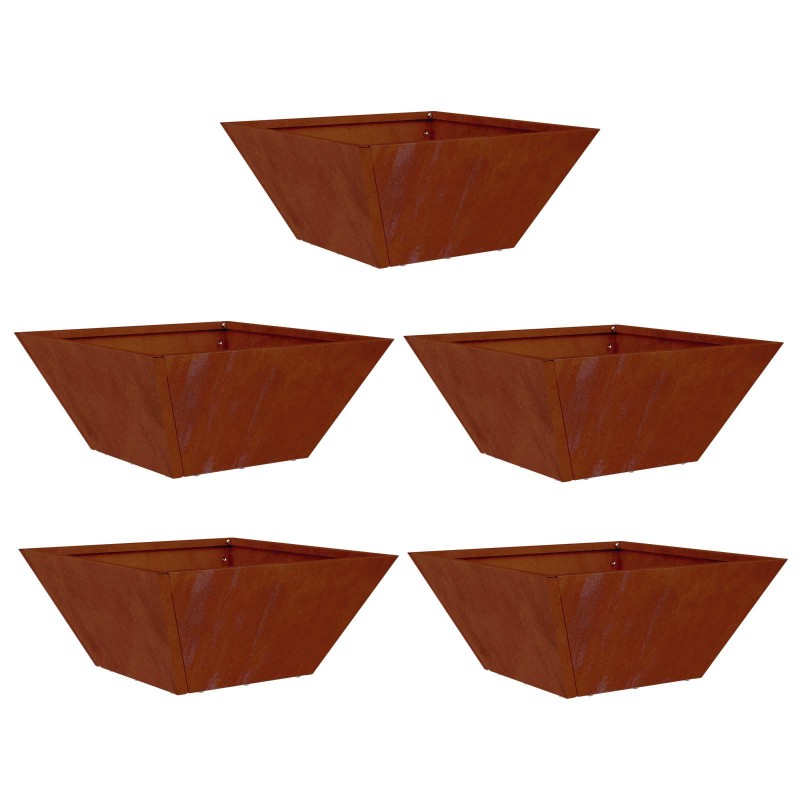 vidaXL Γλάστρα Κήπου 5 τμχ. Σκ rusty 35 x 35 x 15 εκ.