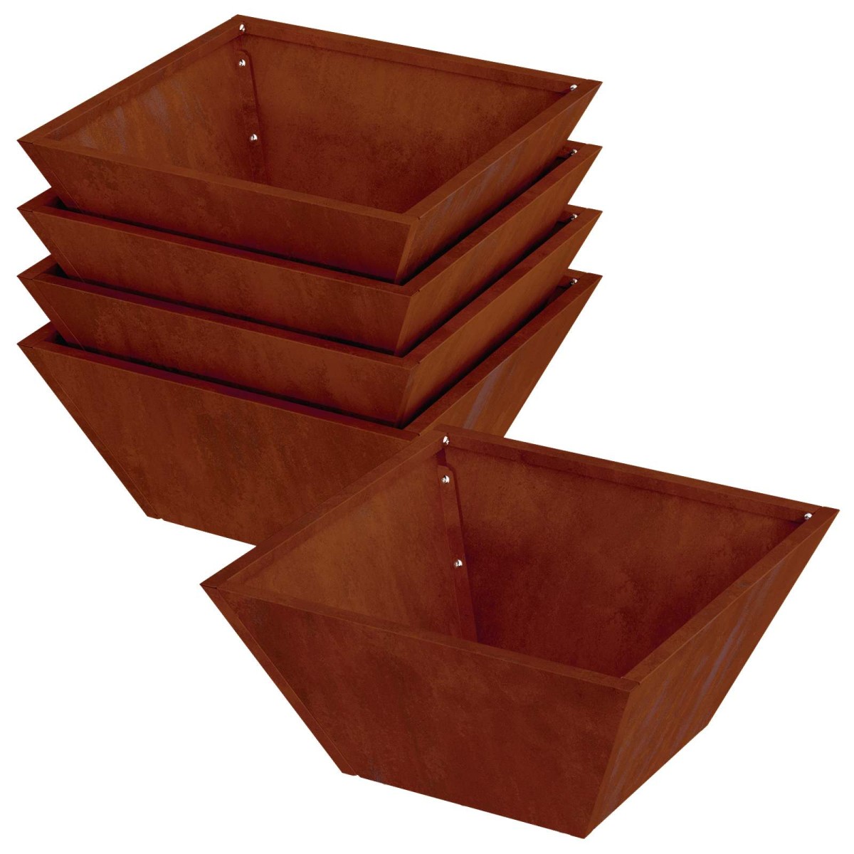 vidaXL Γλάστρα Κήπου 5 τμχ. Σκ rusty 35 x 35 x 15 εκ.