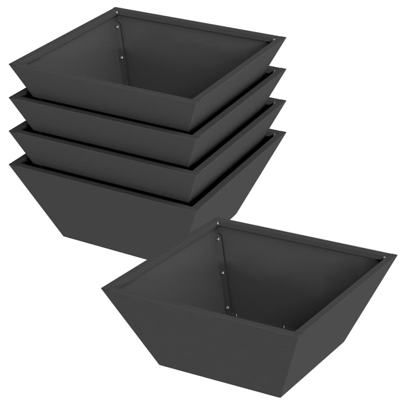 vidaXL Γλάστρα Κήπου 5 τμχ. Μαύρο 40 x 40 x 15 cm