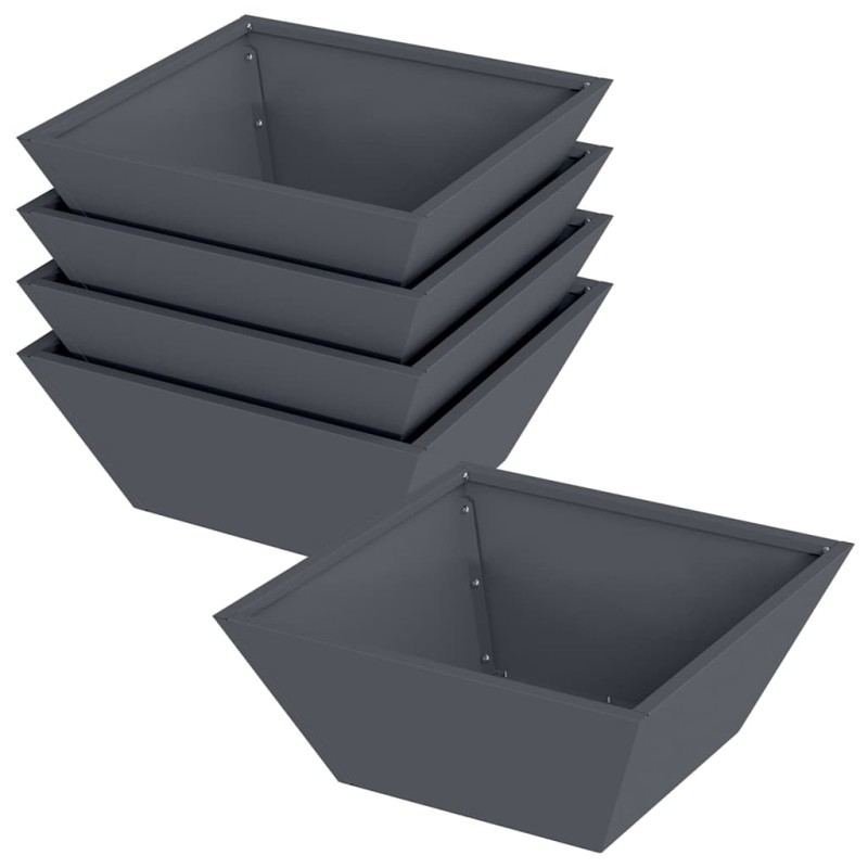 vidaXL Γλάστρα Κήπου 5 τμχ. Ανθρακί 40 x 40 x 15 cm