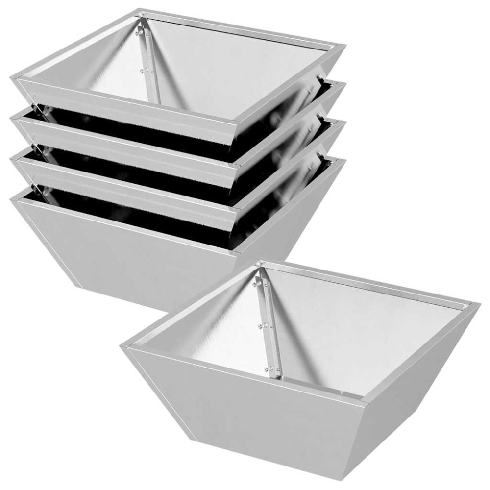 vidaXL Γλάστρα Κήπου 5 τμχ. Ασημί 40 x 40 x 15 cm Ανοξείδωτο ατσάλι