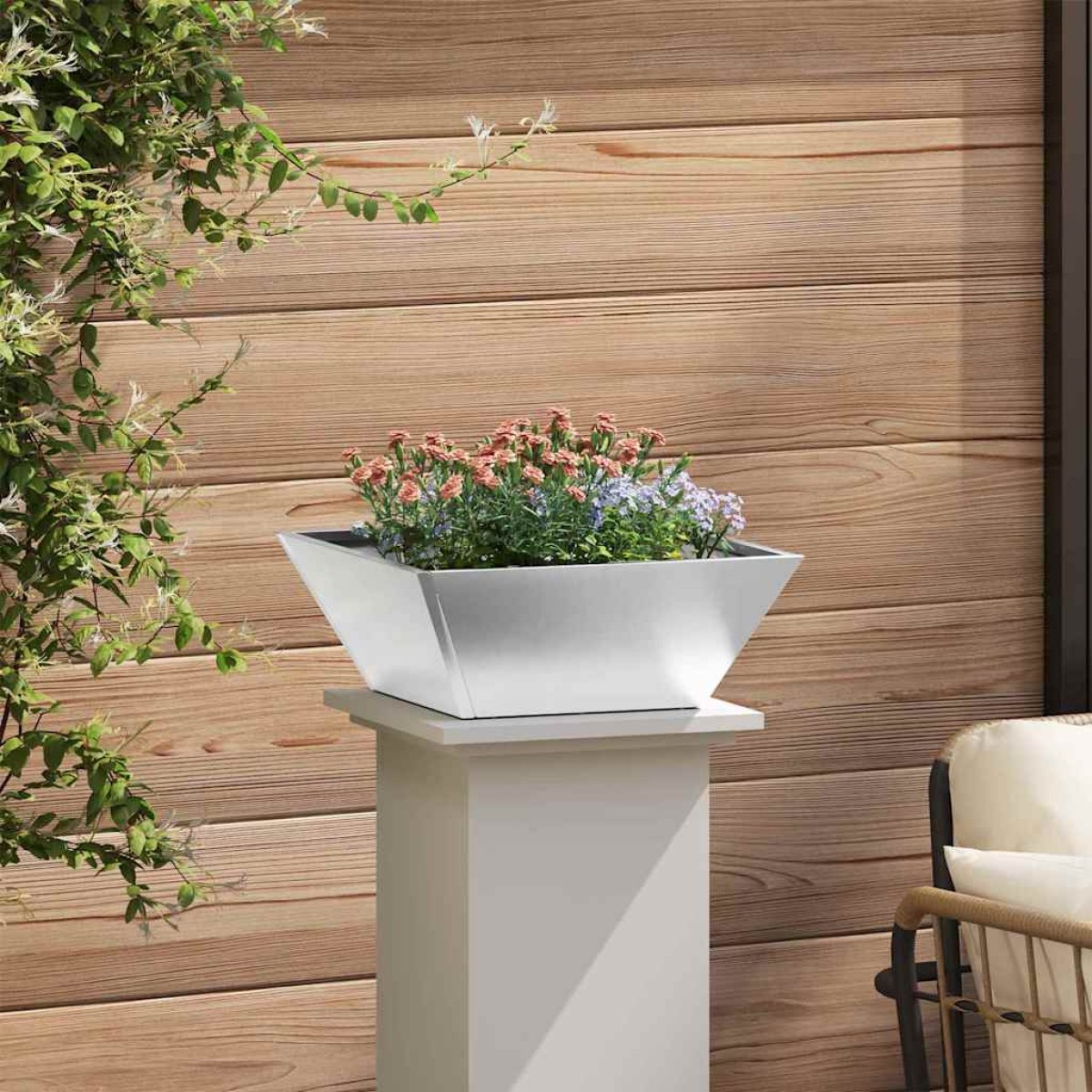 vidaXL Γλάστρα Κήπου 5 τμχ. Ασημί 40 x 40 x 15 cm Ανοξείδωτο ατσάλι