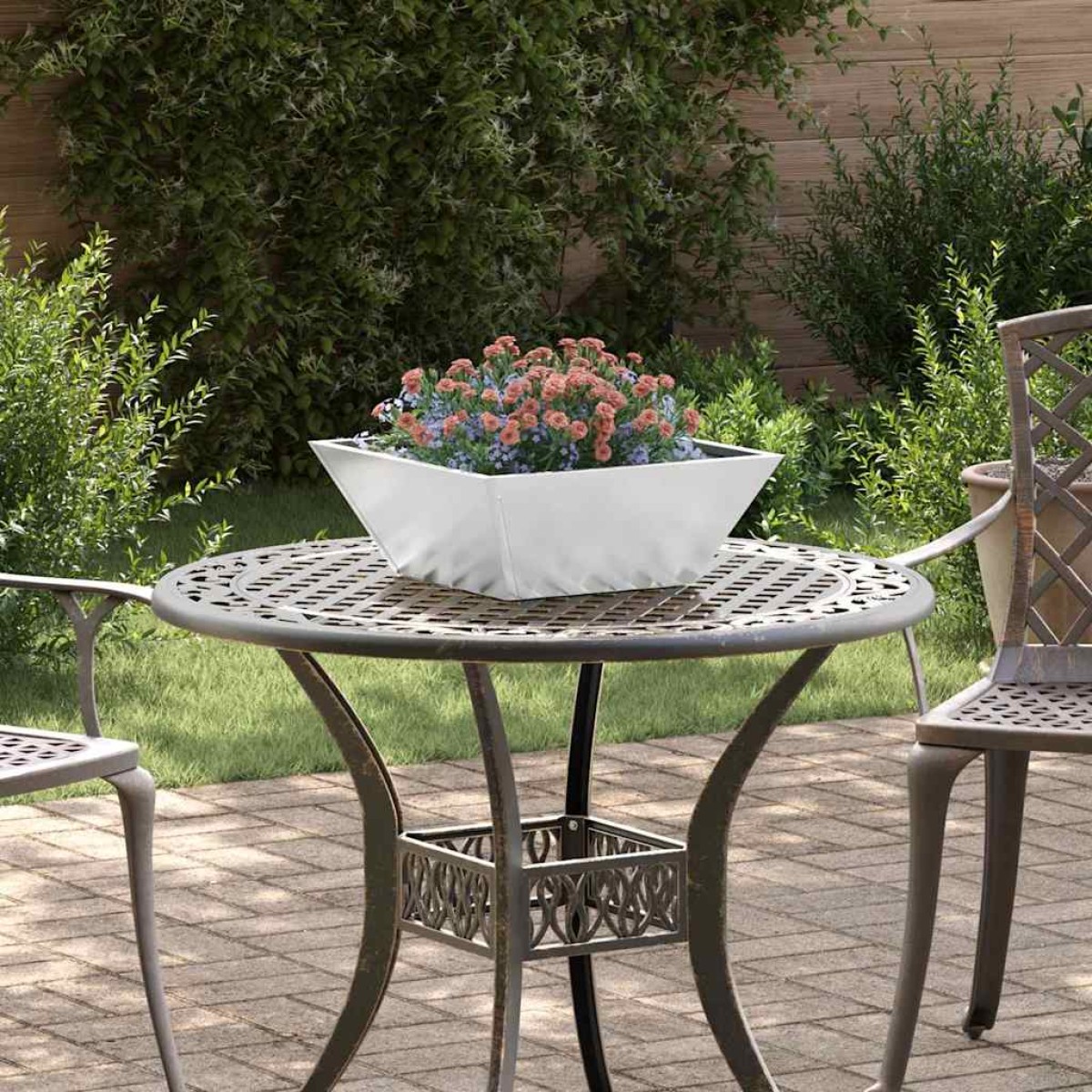 vidaXL Γλάστρα Κήπου Ασημί 40 x 40 x 15 cm Επικαλυμμένος Χάλυβας