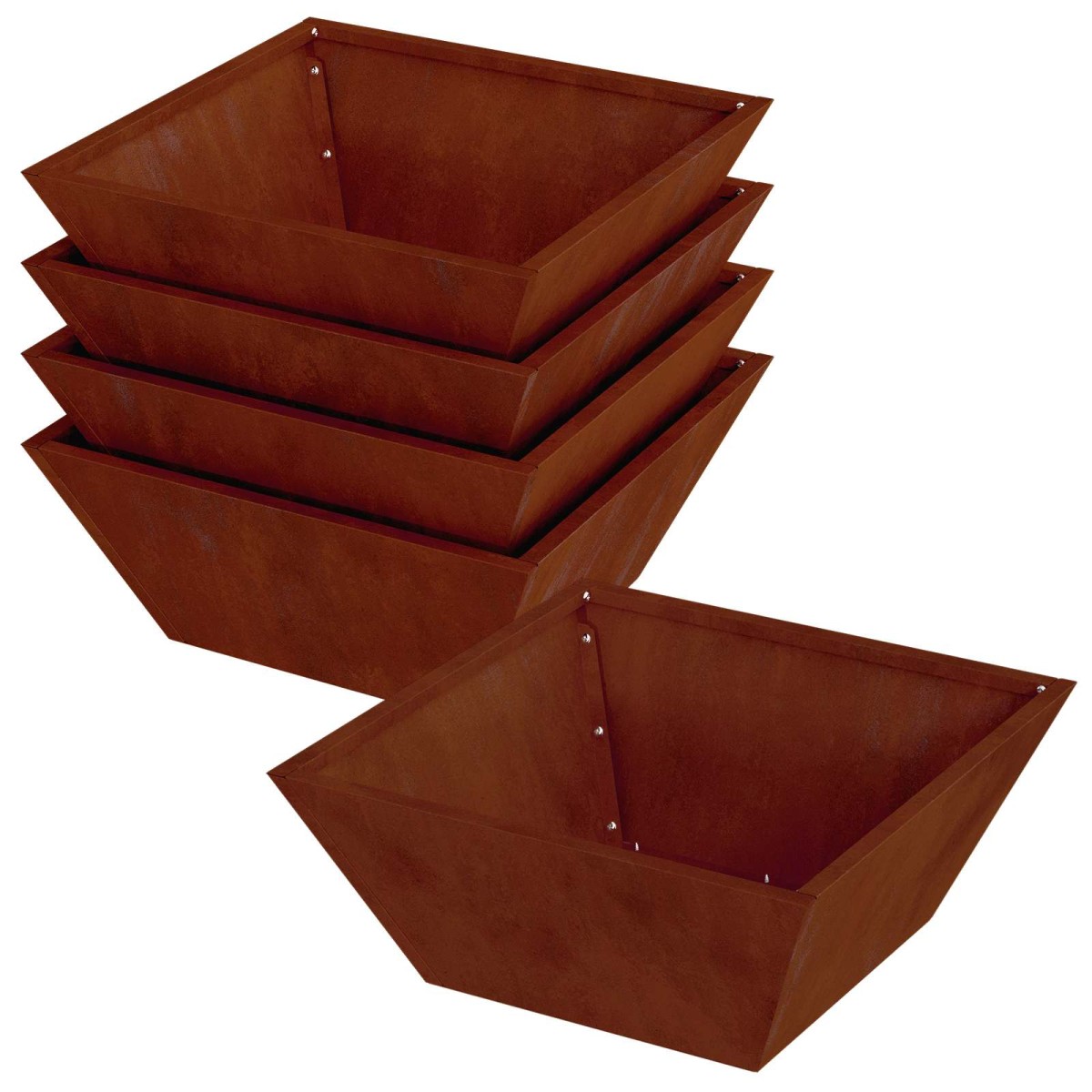 vidaXL Γλάστρα Κήπου 5 τμχ. Σκ rusty 40 x 40 x 15 cm
