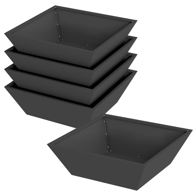 vidaXL Γλάστρα Κήπου 5 τμχ. Μαύρο 50 x 50 x 15 cm
