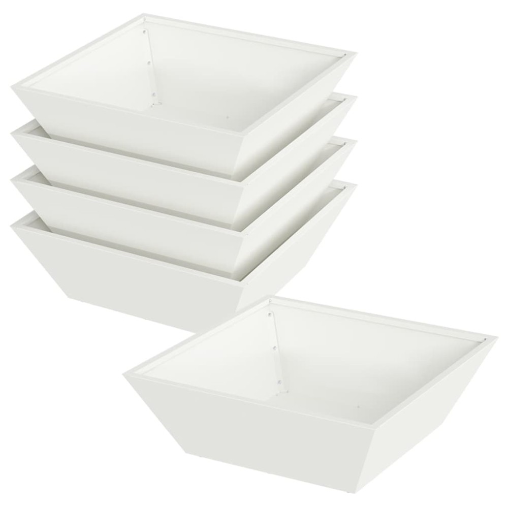 vidaXL Γλάστρα Κήπου 5 τμχ. Λευκό 50 x 50 x 15 cm