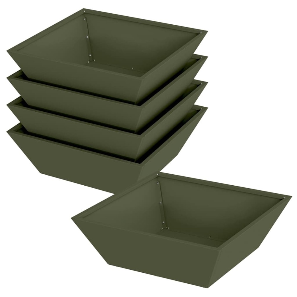 vidaXL Γλάστρα Κήπου 5 τμχ. Ελιά Πράσινη 50 x 50 x 15 cm