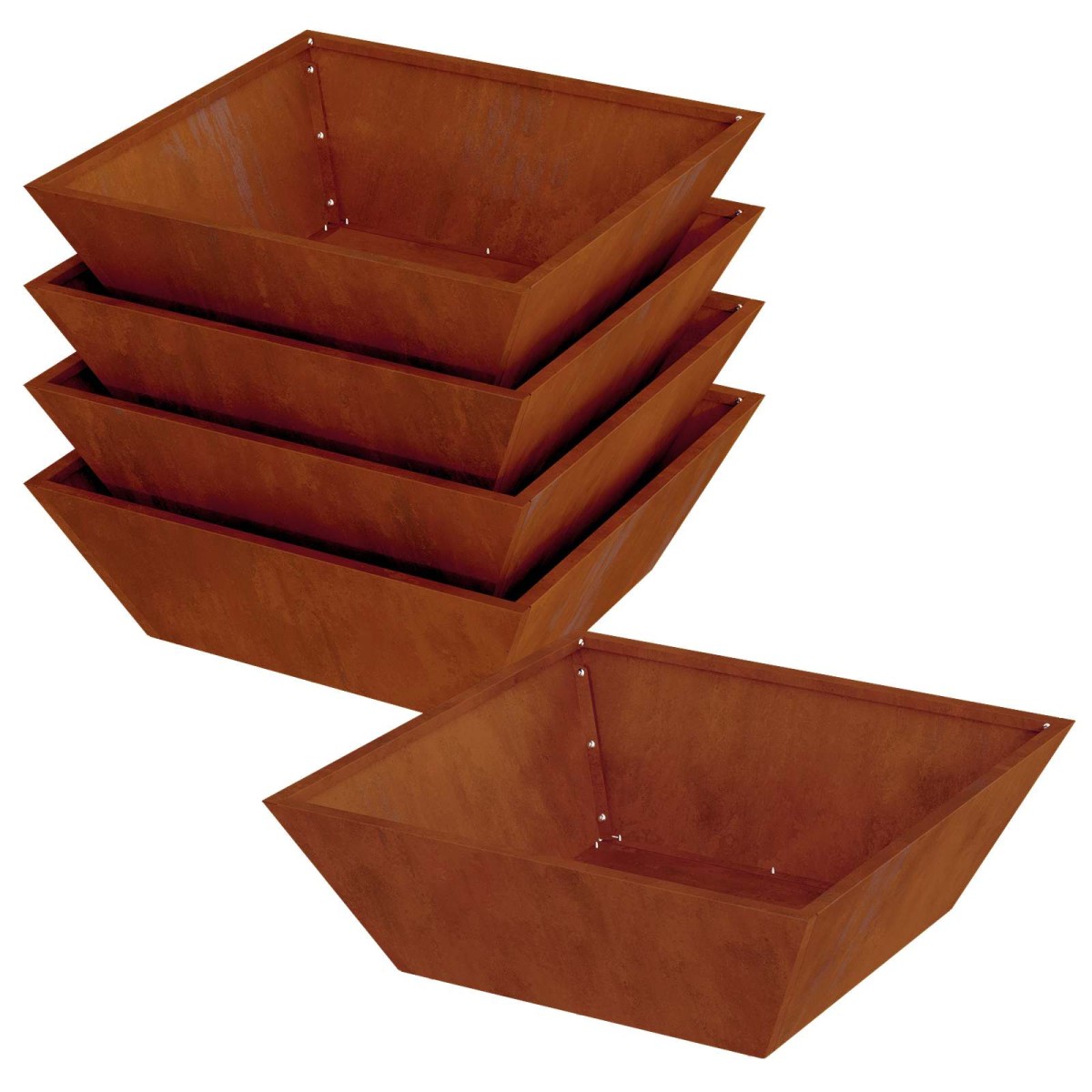 vidaXL Γλάστρα Κήπου 5 τμχ. Σκ rusty 50 x 50 x 15 cm